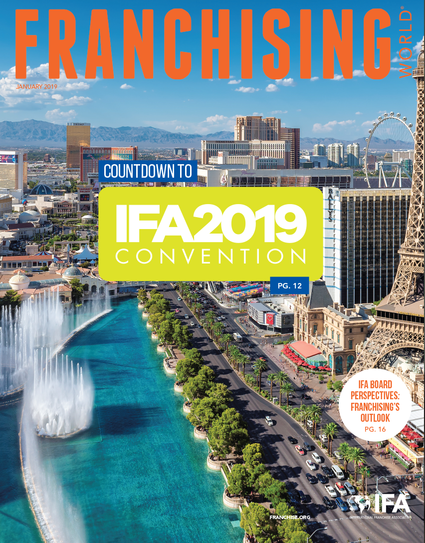 The IFA 2019 Annual Convention on the cover of January 2019 Franchising World.