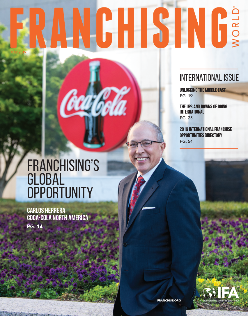 The May 2019 edition of Franchising World is highlights the 2019 International Franchise Opportunities Directory.