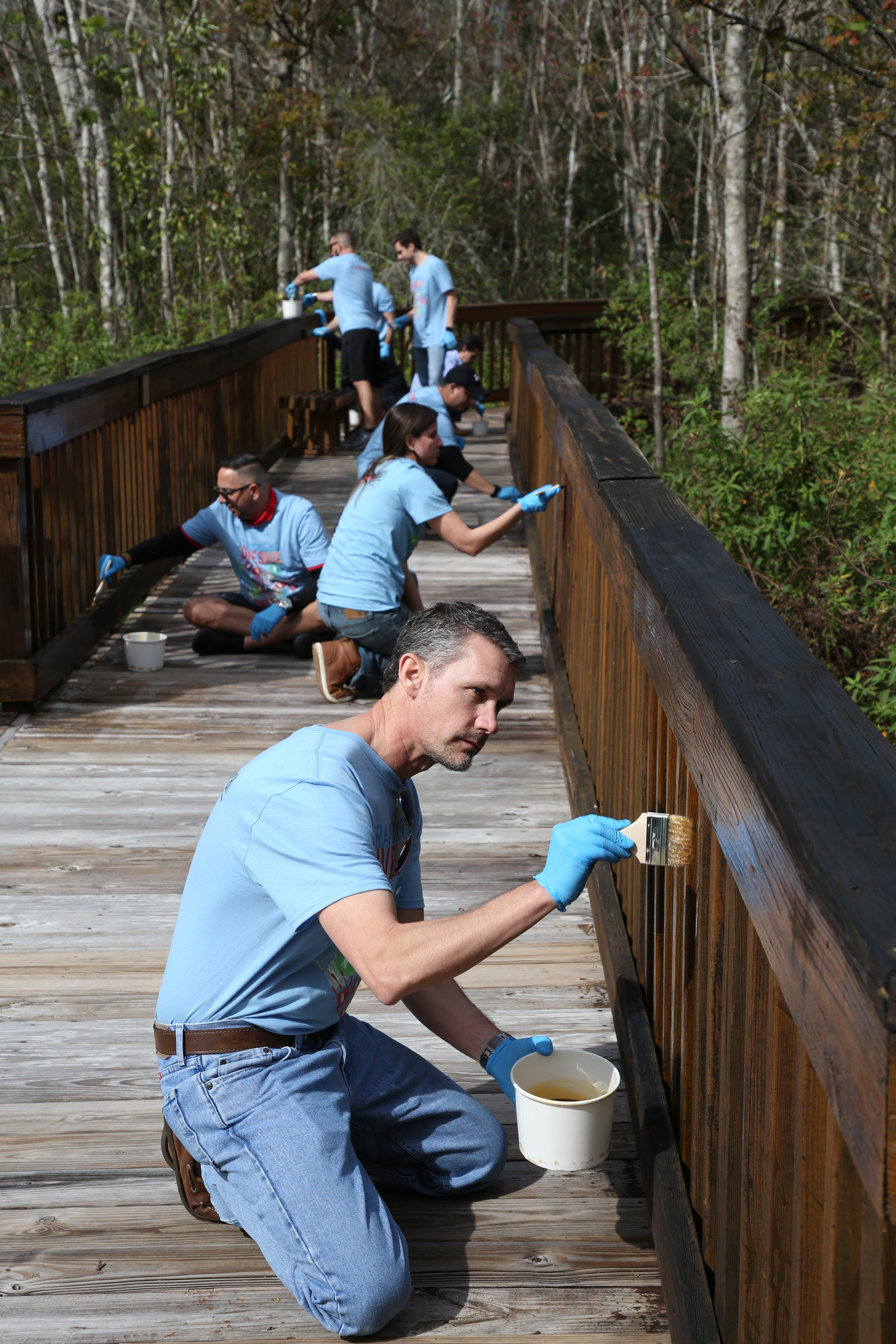 Volunteers painting