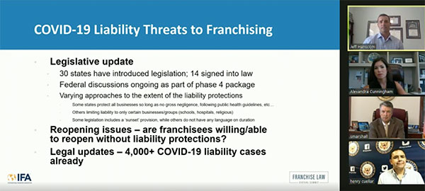 Opening Plenary Session: COVID-19 Liability Threats to Franchising - reopening issues, employment liability & legislation